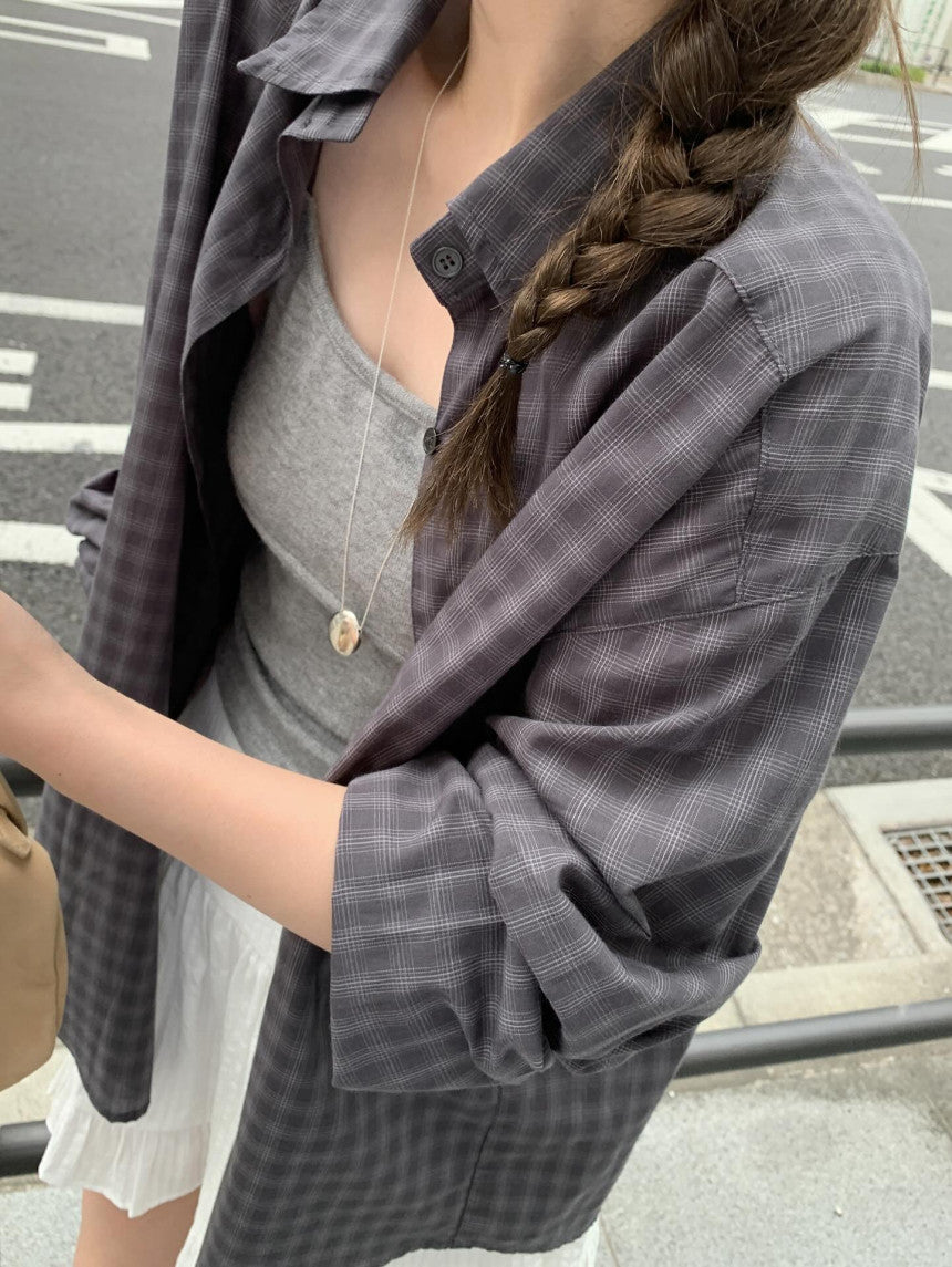charcoal即納 Foby check shirt-3col
