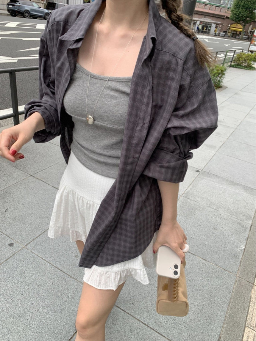 charcoal即納 Foby check shirt-3col