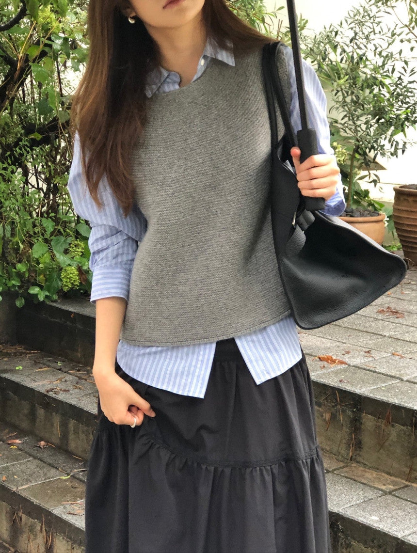 Corben wool knit vest-3col