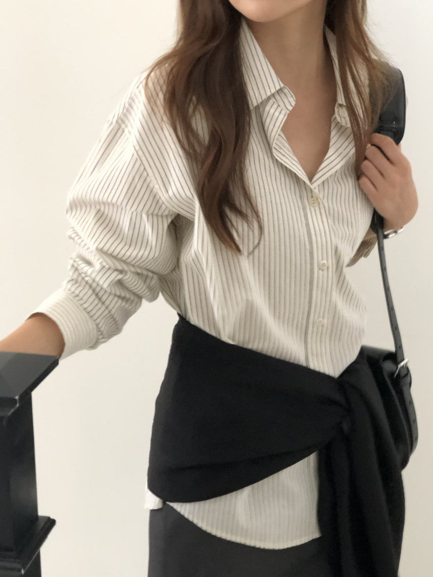 Ore pin stripe shirt-2col