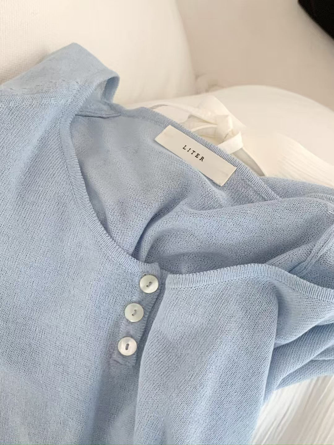 liter baby button linen knit-2col
