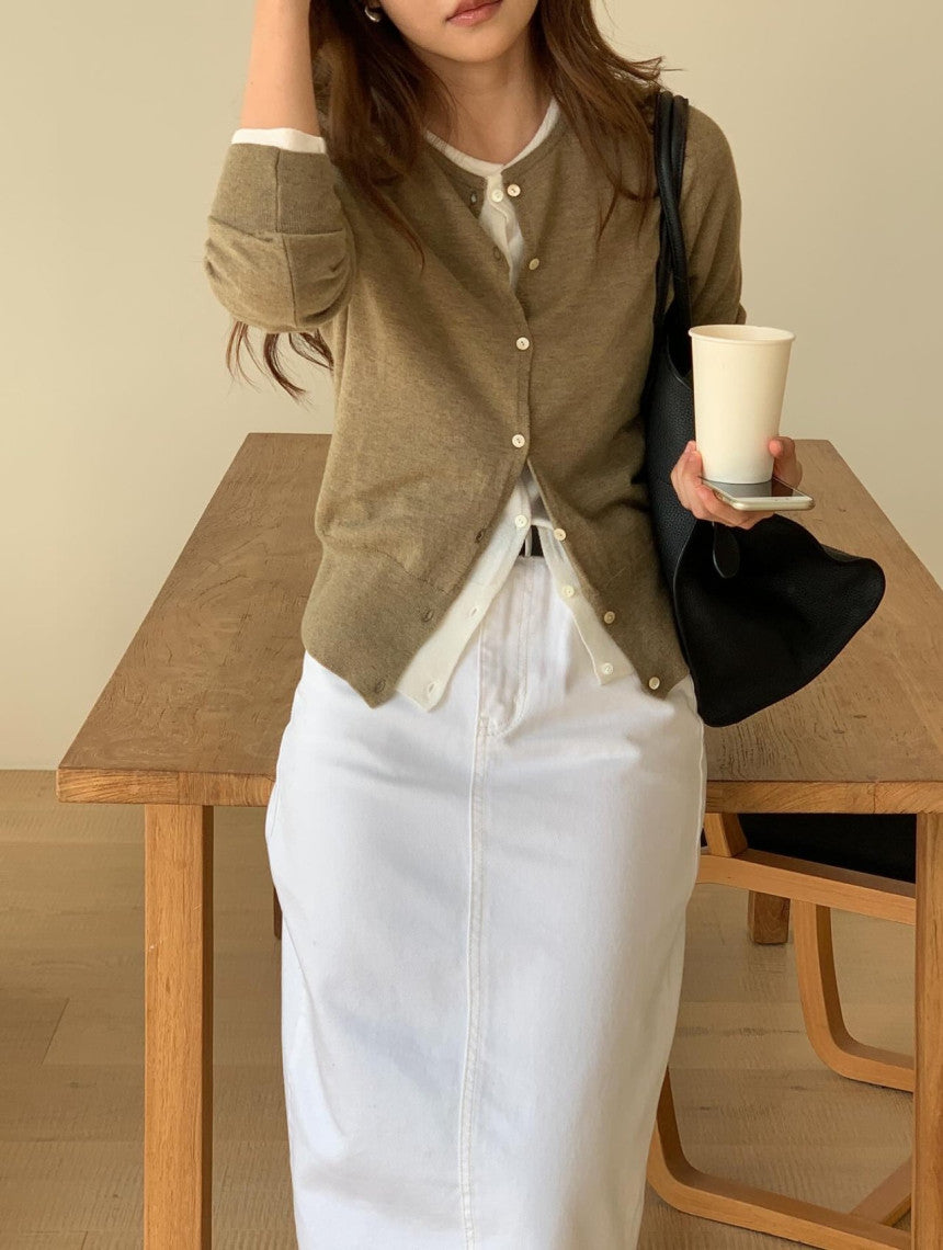 Ollive merino woo cardigan-3col