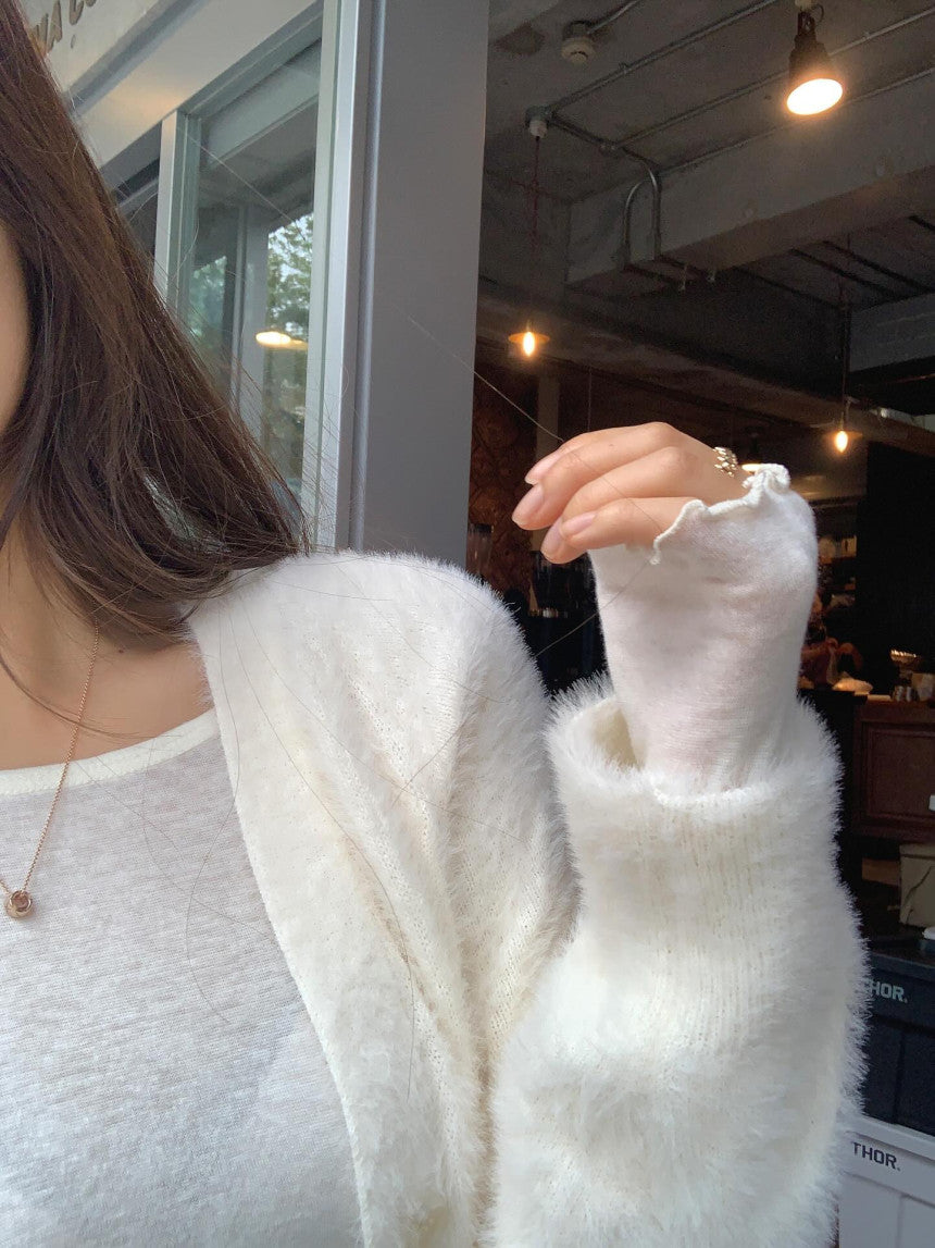 liter rich wool frill T-3col