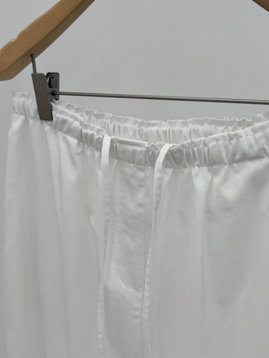 Essential semi wide banding pants-4col