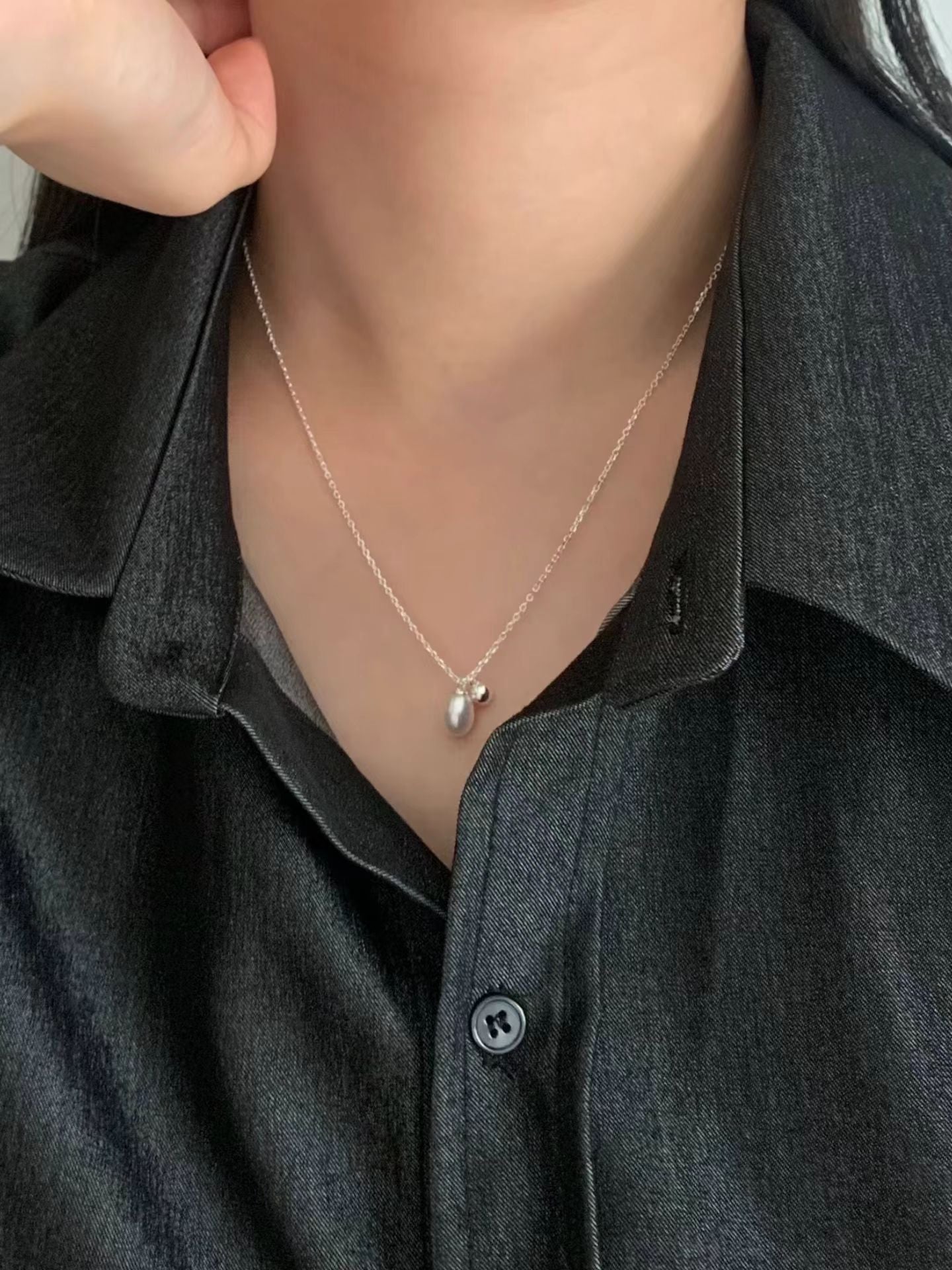 Silver Ball Pearl Necklace