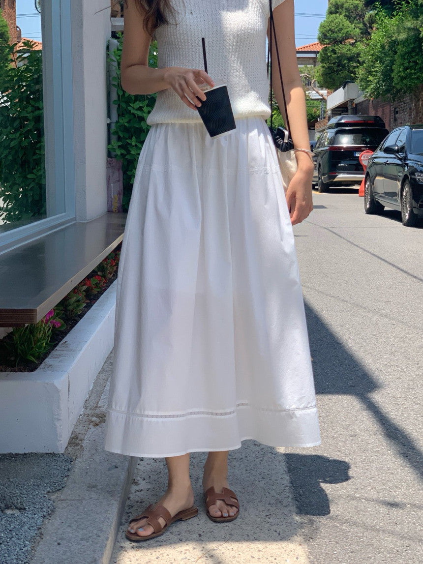 Pli lace full skirt-2col