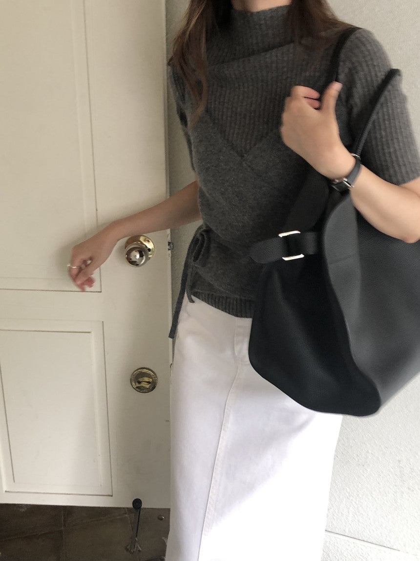cashmere mockneck half knit-5col