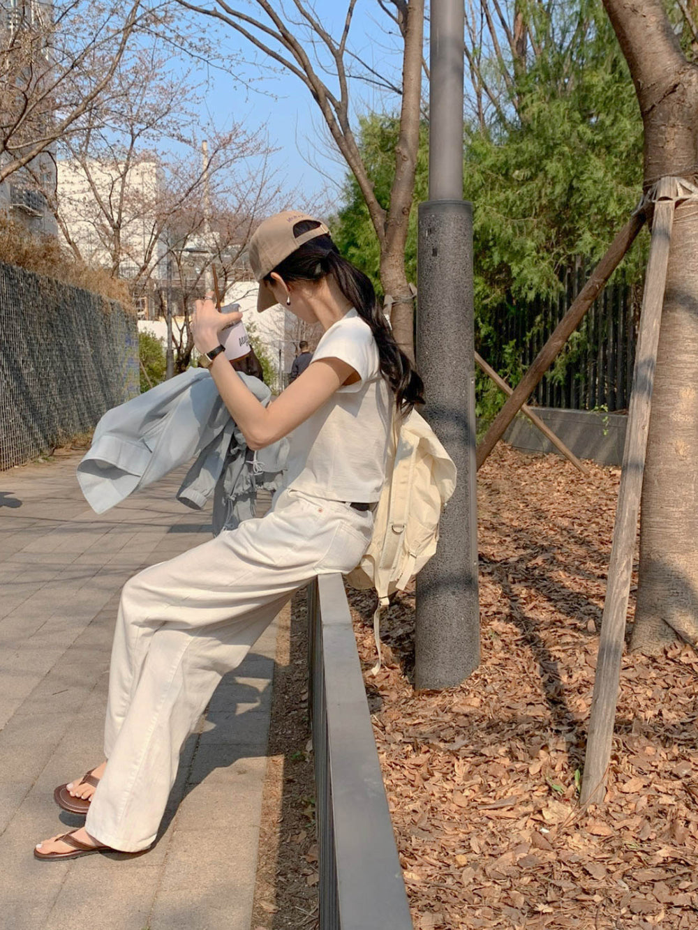 ivory即納 Baige semi crop T-4col