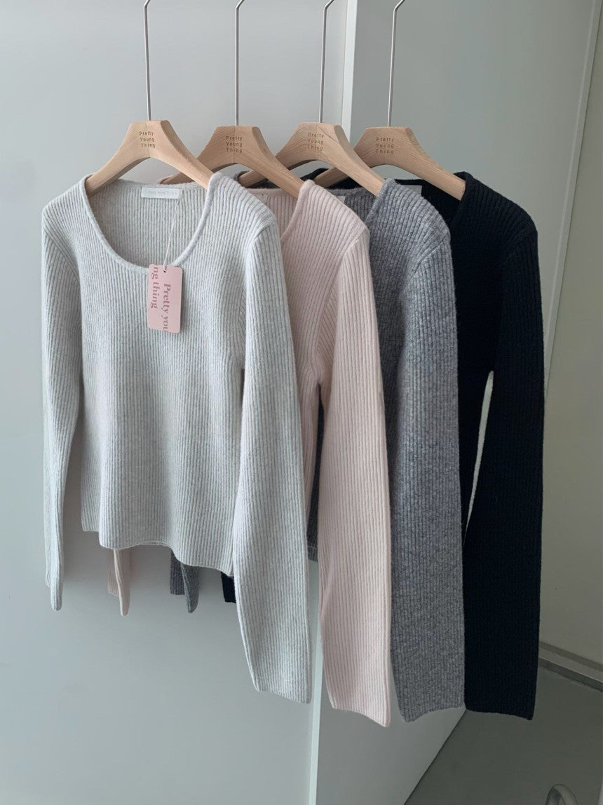 Tier U-neck knit-4col