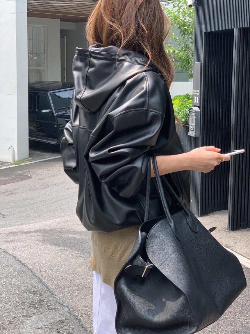 Hyde vegan leather hood blouson