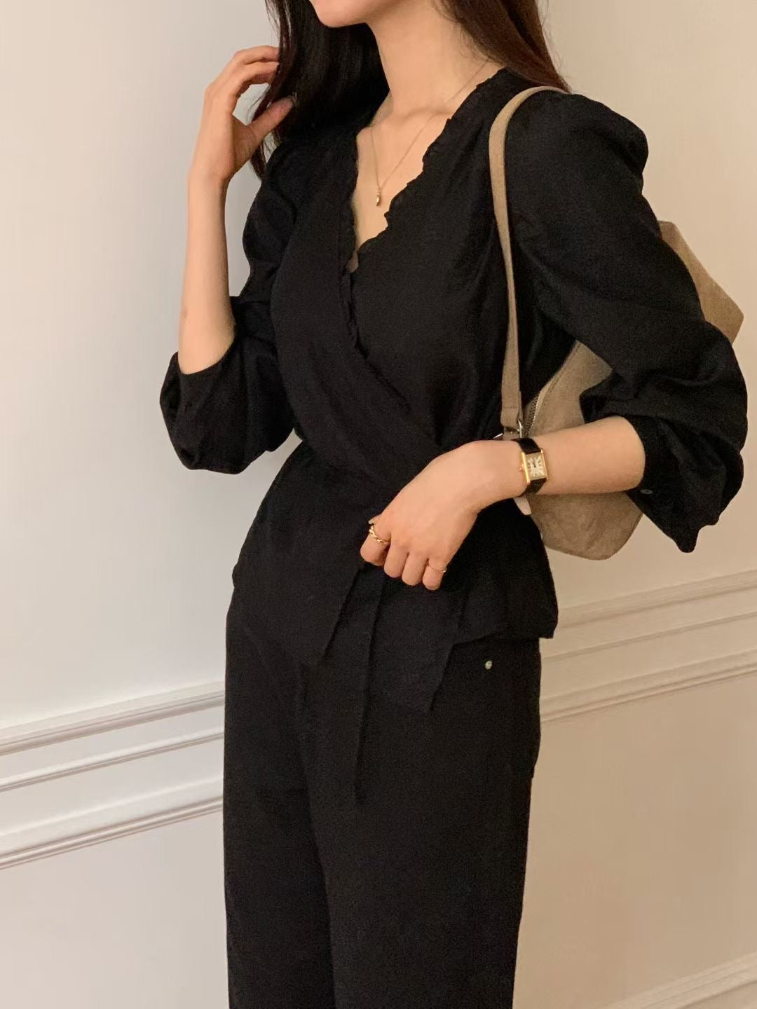 Rina wrap blouse-3col