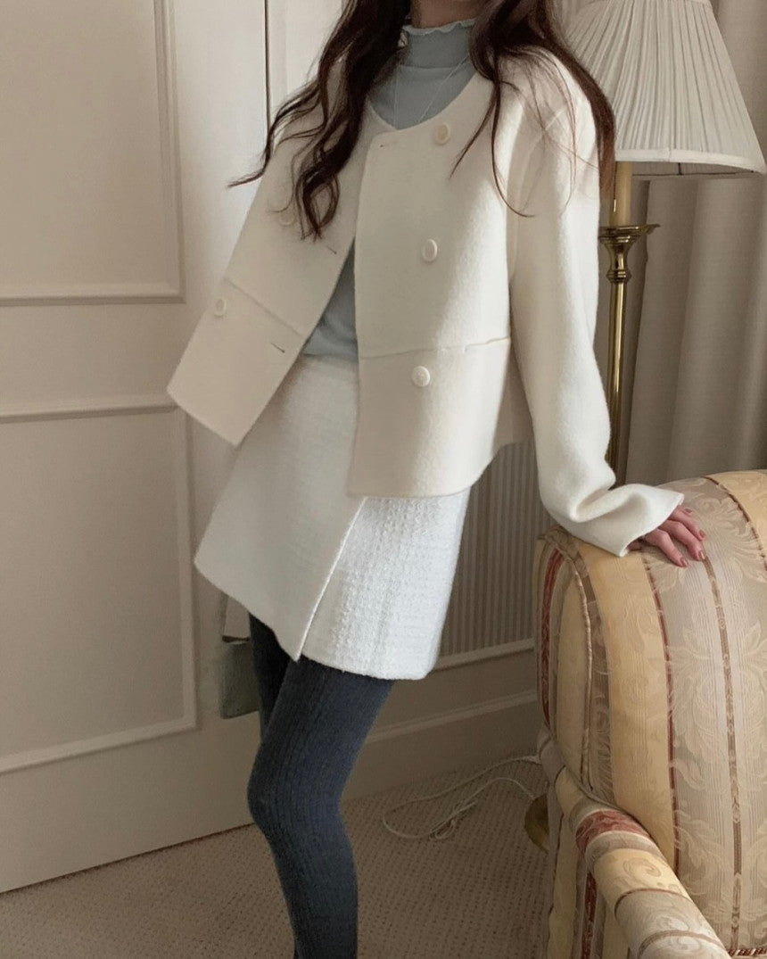 Mini short double handmade coat-3col