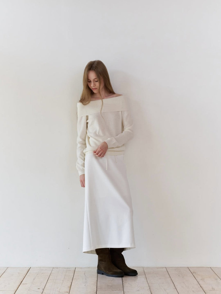 Rumi cashmere off shoulder knit-3col