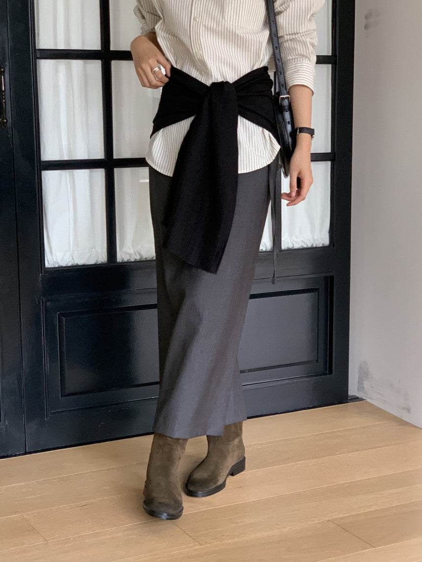 Rouen wool strap h-line skirt-3col