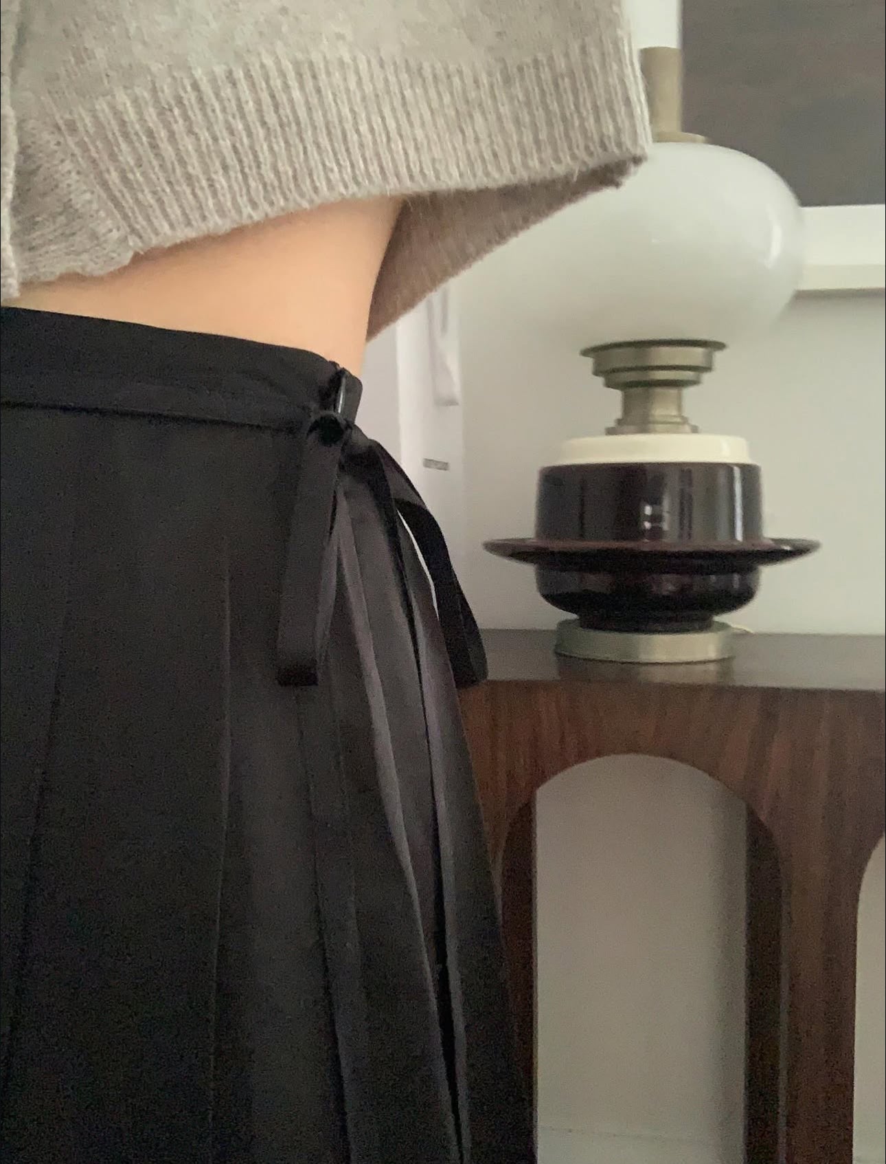 liter rachel double satin pleats skirt-2col