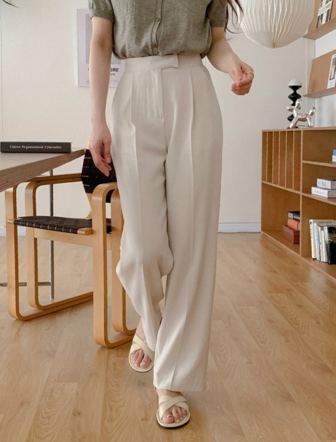 Summer linen semi-wide slacks-4col/ショート丈あり