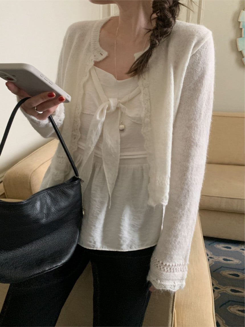 ribbon bustier blouse-2col