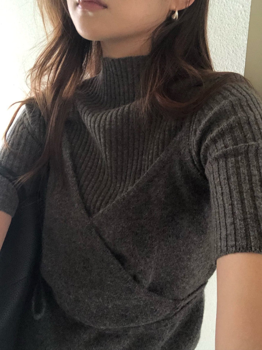 cashmere mockneck half knit-5col