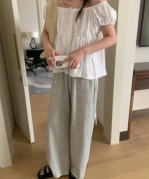 linen puff blouse-2col