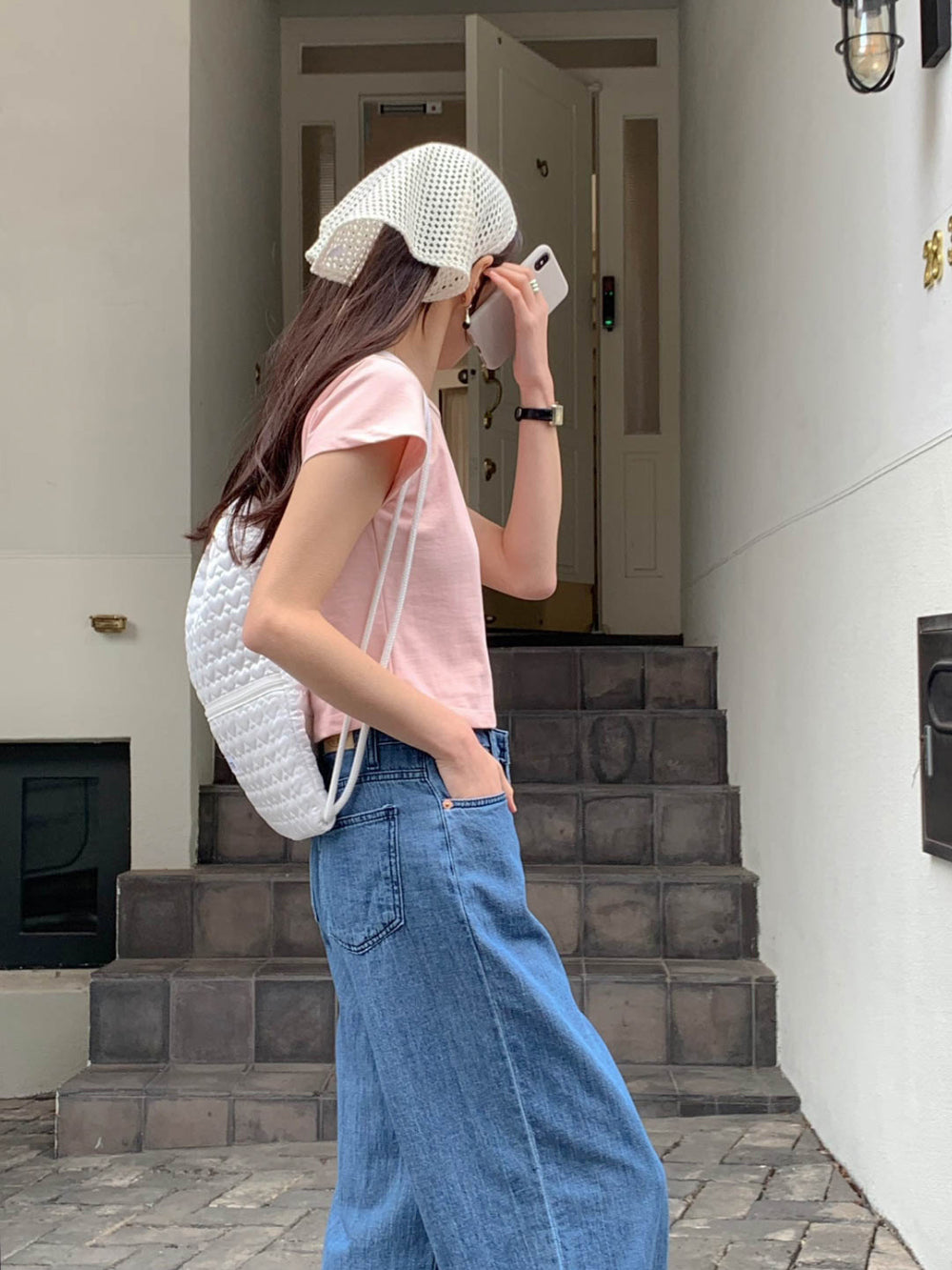 ivory即納 Baige semi crop T-4col