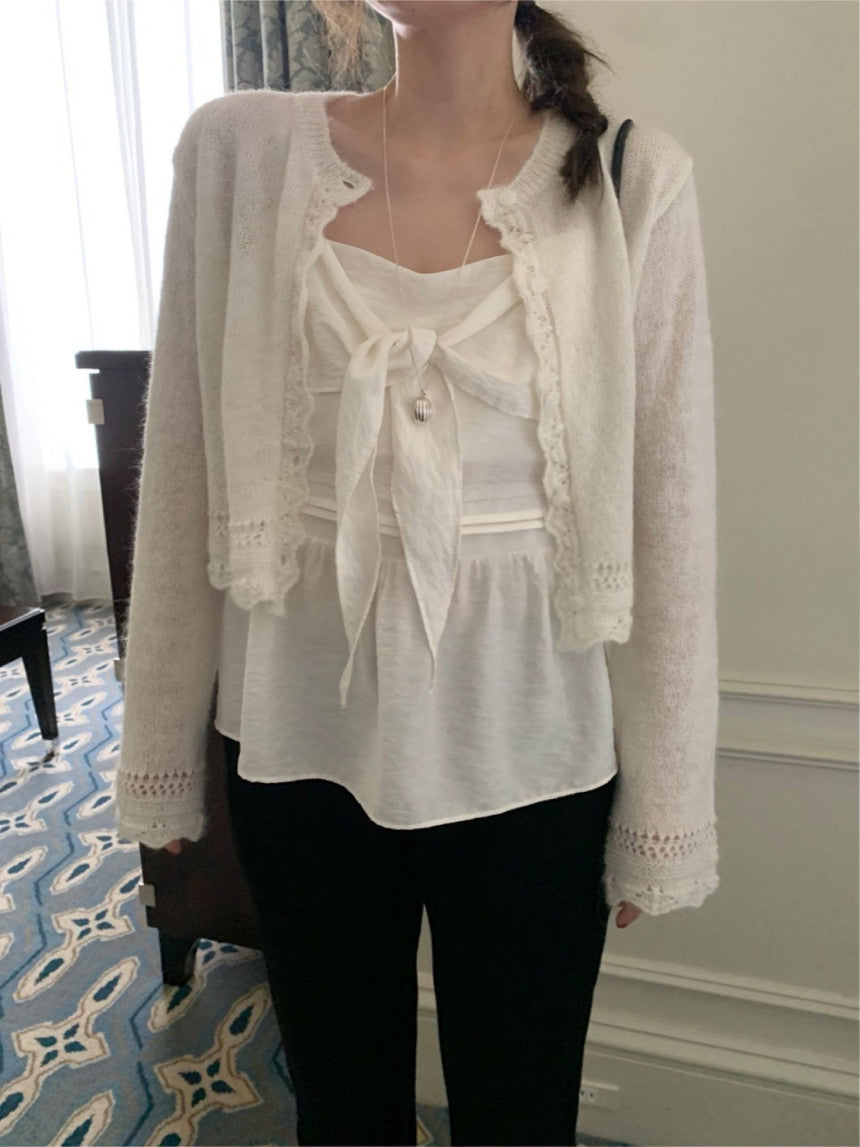 ribbon bustier blouse-2col