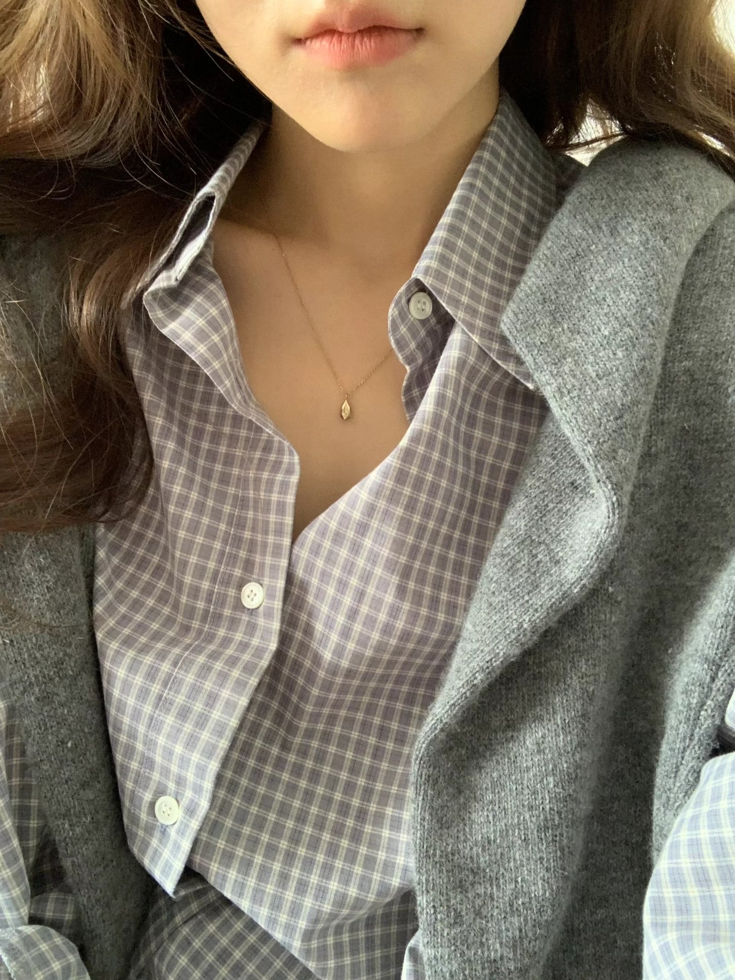 Ounce marron check shirt-2col