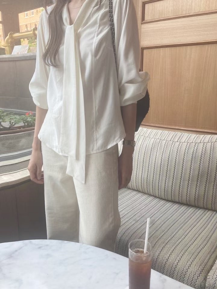 Sofia tie blouse-2col