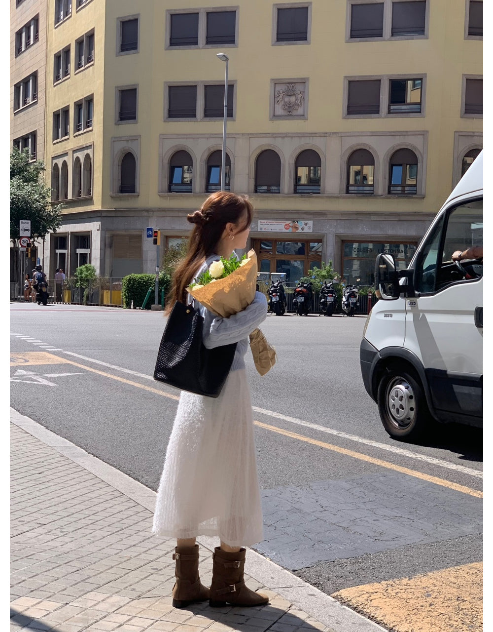 ivory-s即納 Breed layered skirt-2col