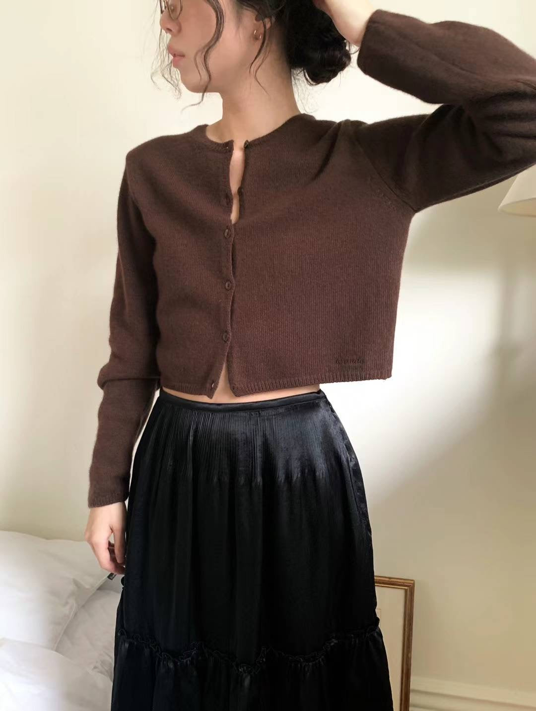 Deondo camel wool logo cardigan-5col