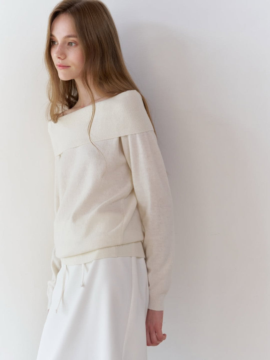 Rumi cashmere off shoulder knit-3col