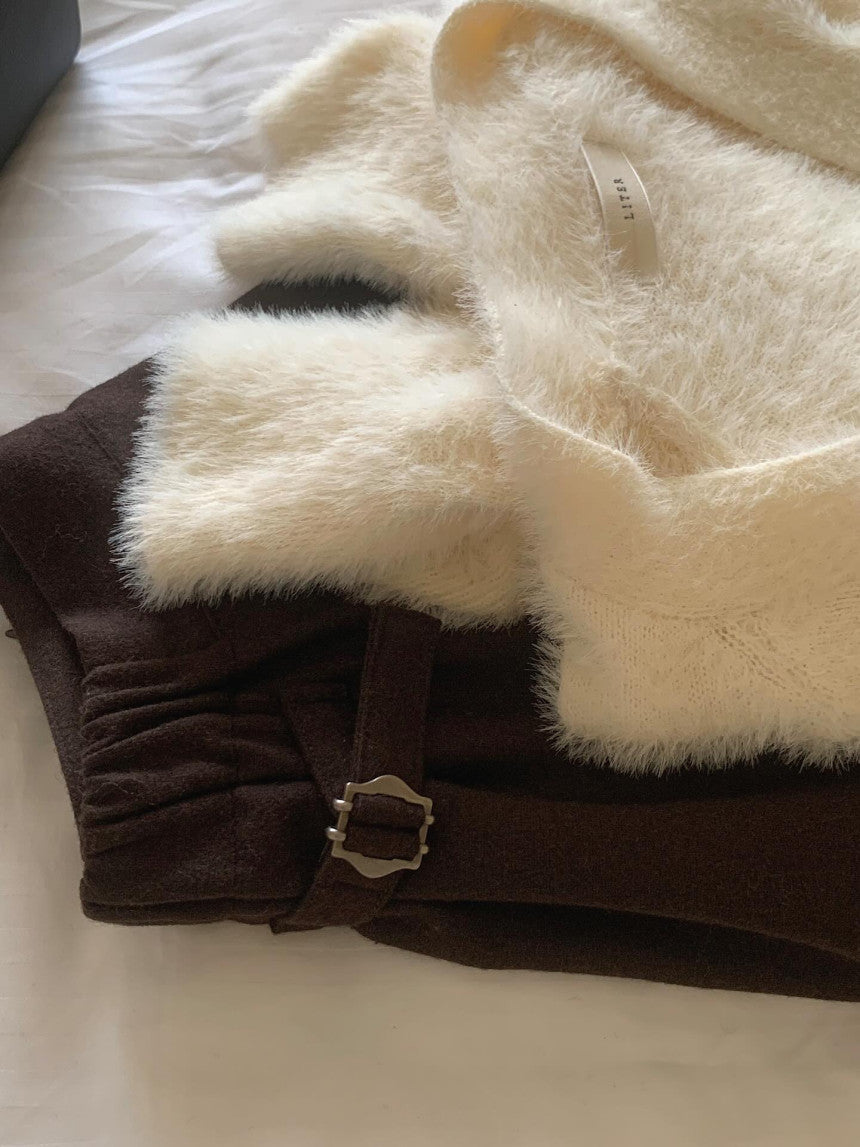 liter swan fur cardigan-2col