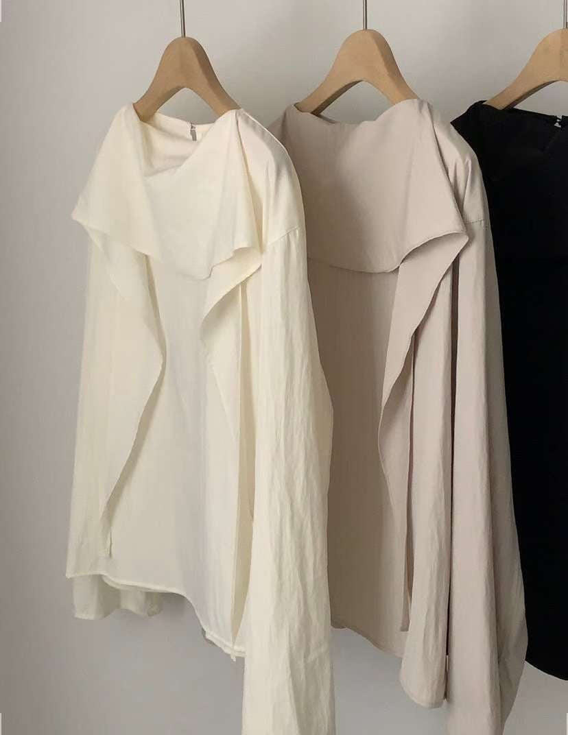 Cowl tie blouse-3col
