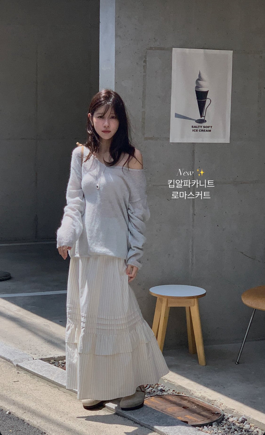 Keep alpaca string knit-4col