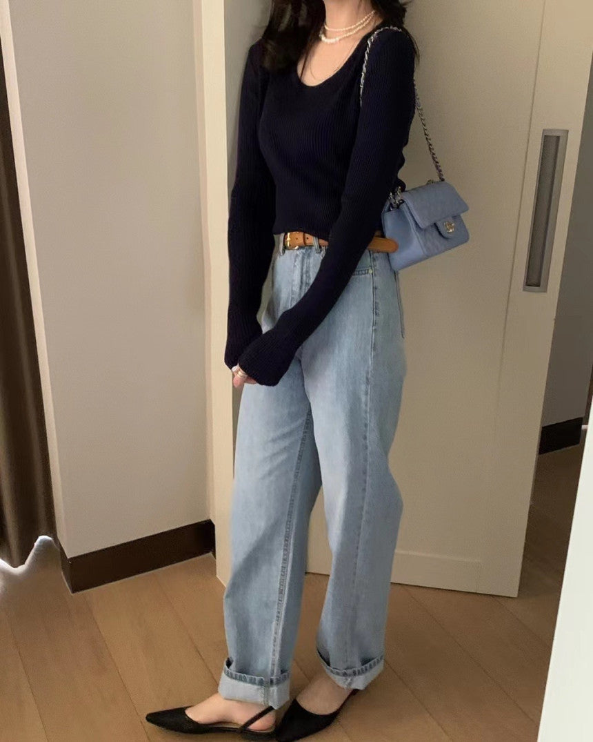 Sale s-即納 basic wide jeans