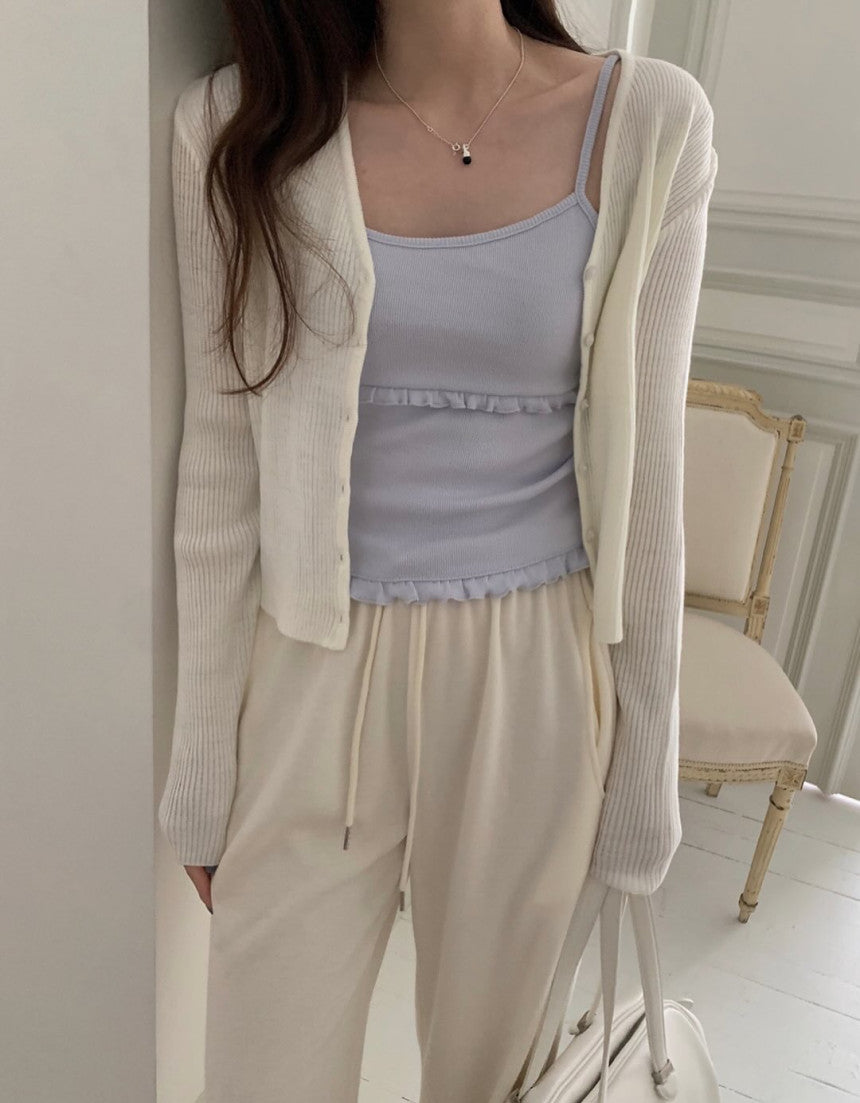Fw Pebble rib cardigan-5col