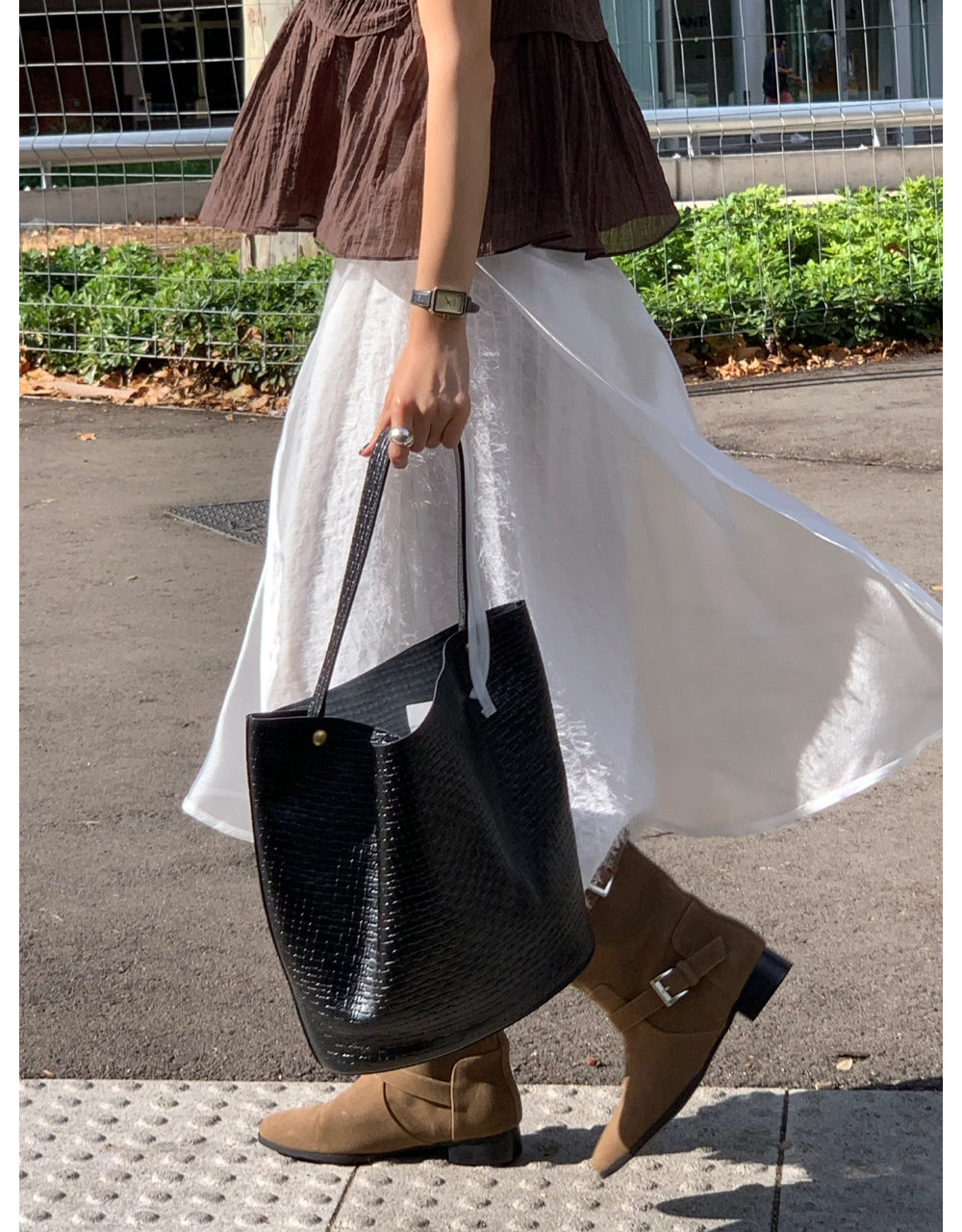 ivory-s即納 Breed layered skirt-2col
