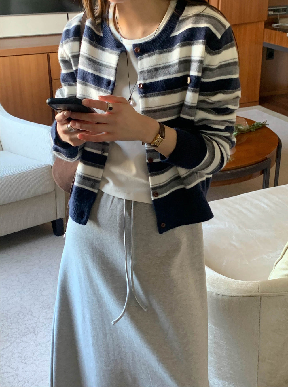 sprit knit cardigan-2col