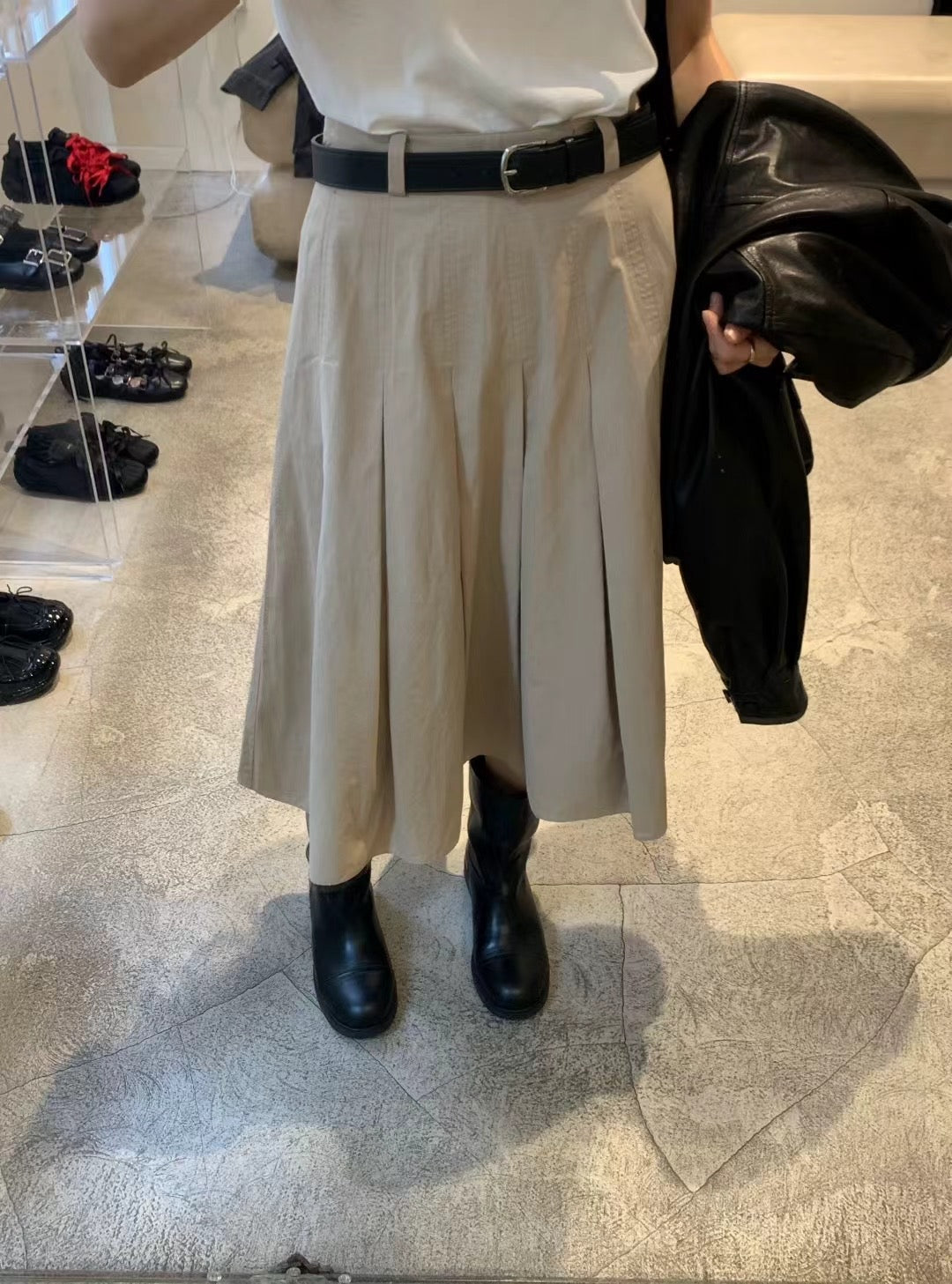 Ounce pocket pleats skirt-2col