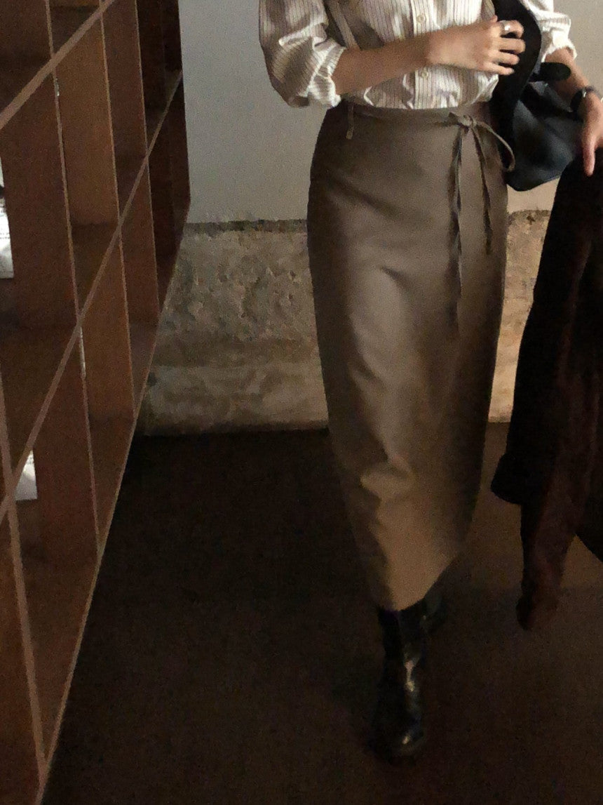 Rouen wool strap h-line skirt-3col