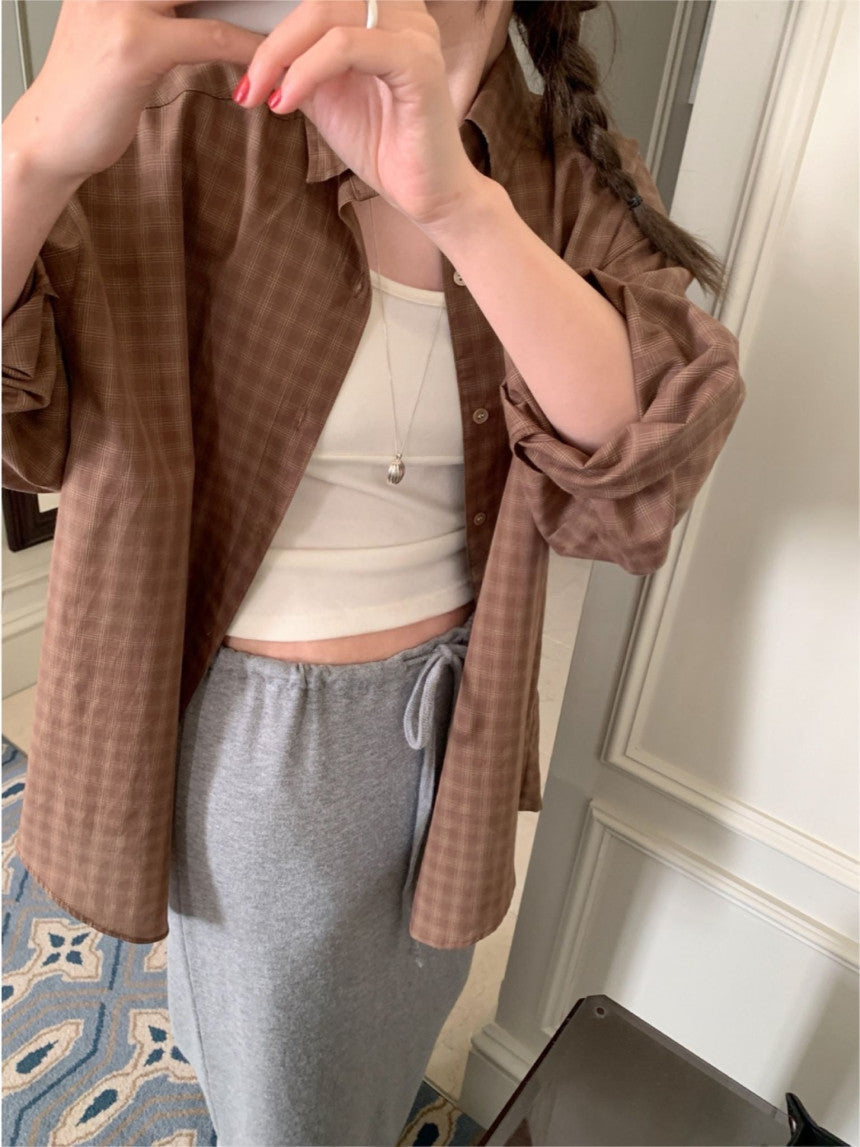 charcoal即納 Foby check shirt-3col