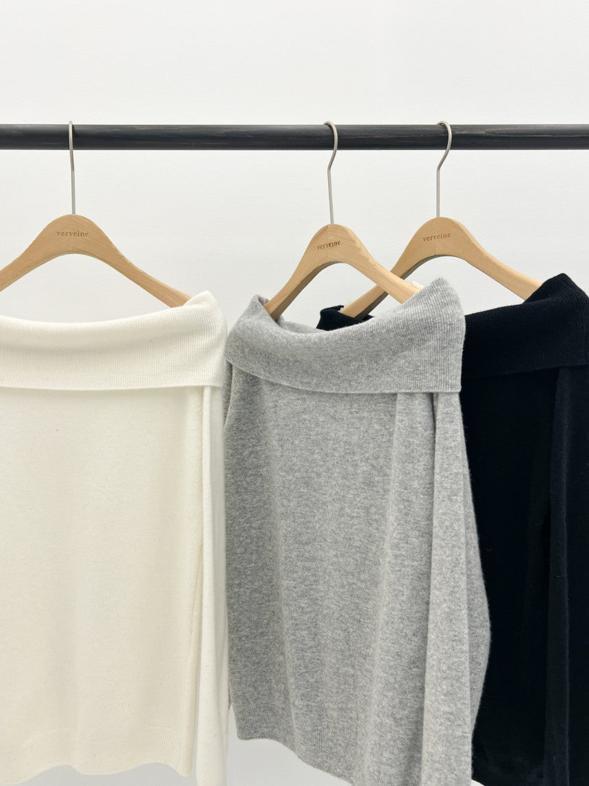 Rumi cashmere off shoulder knit-3col
