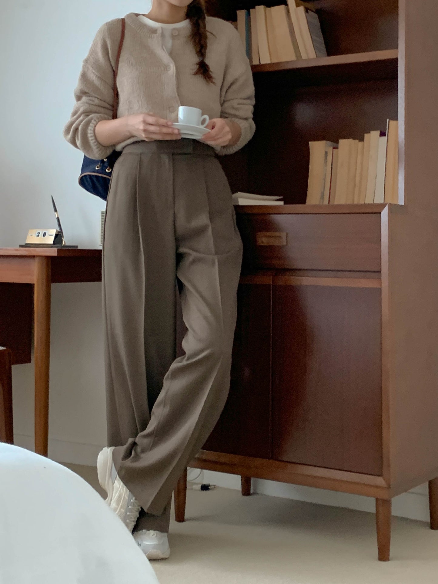 Fw one pintuck semi-wide slacks-3col ショート丈あり