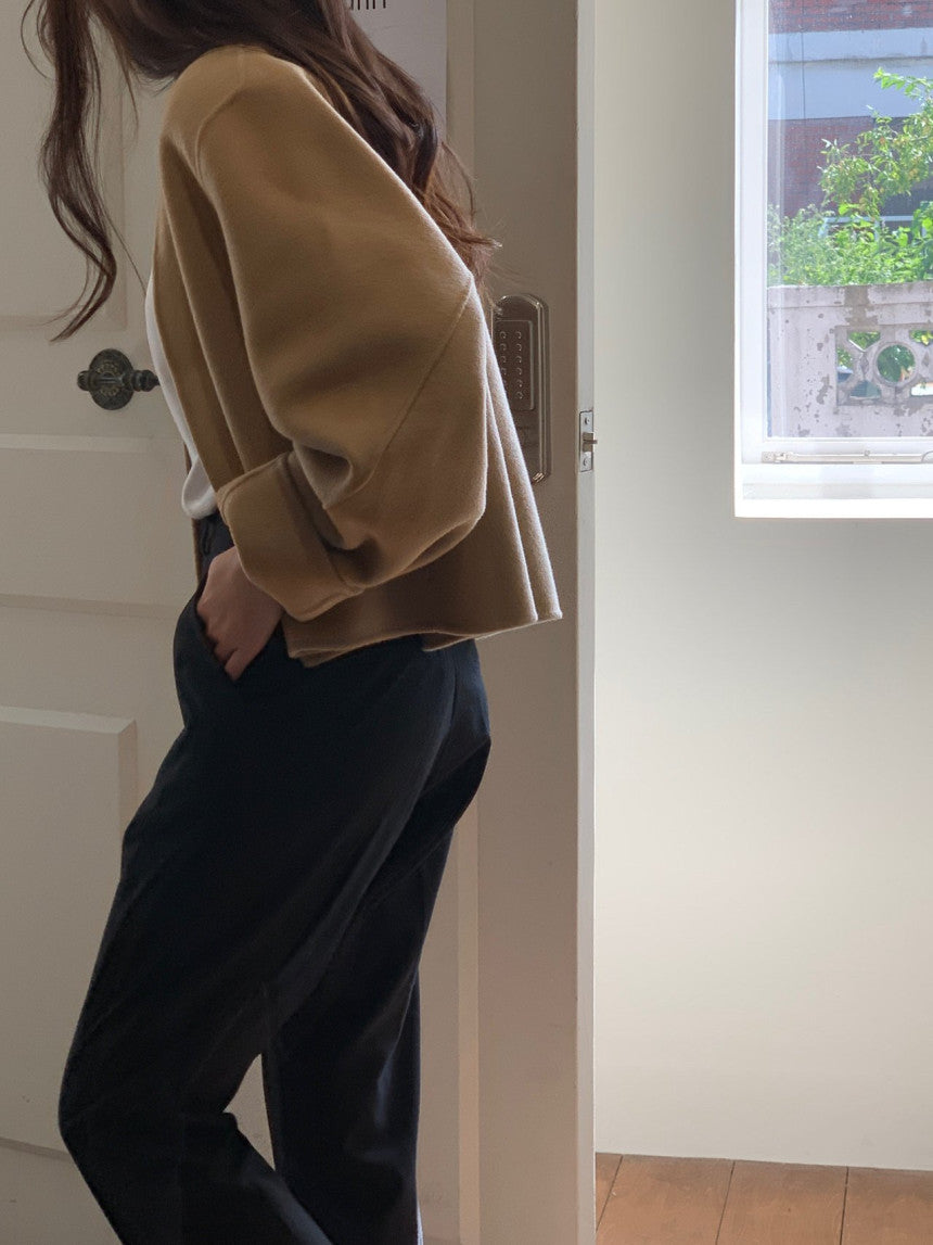 collarless handmade wool jacket-2col