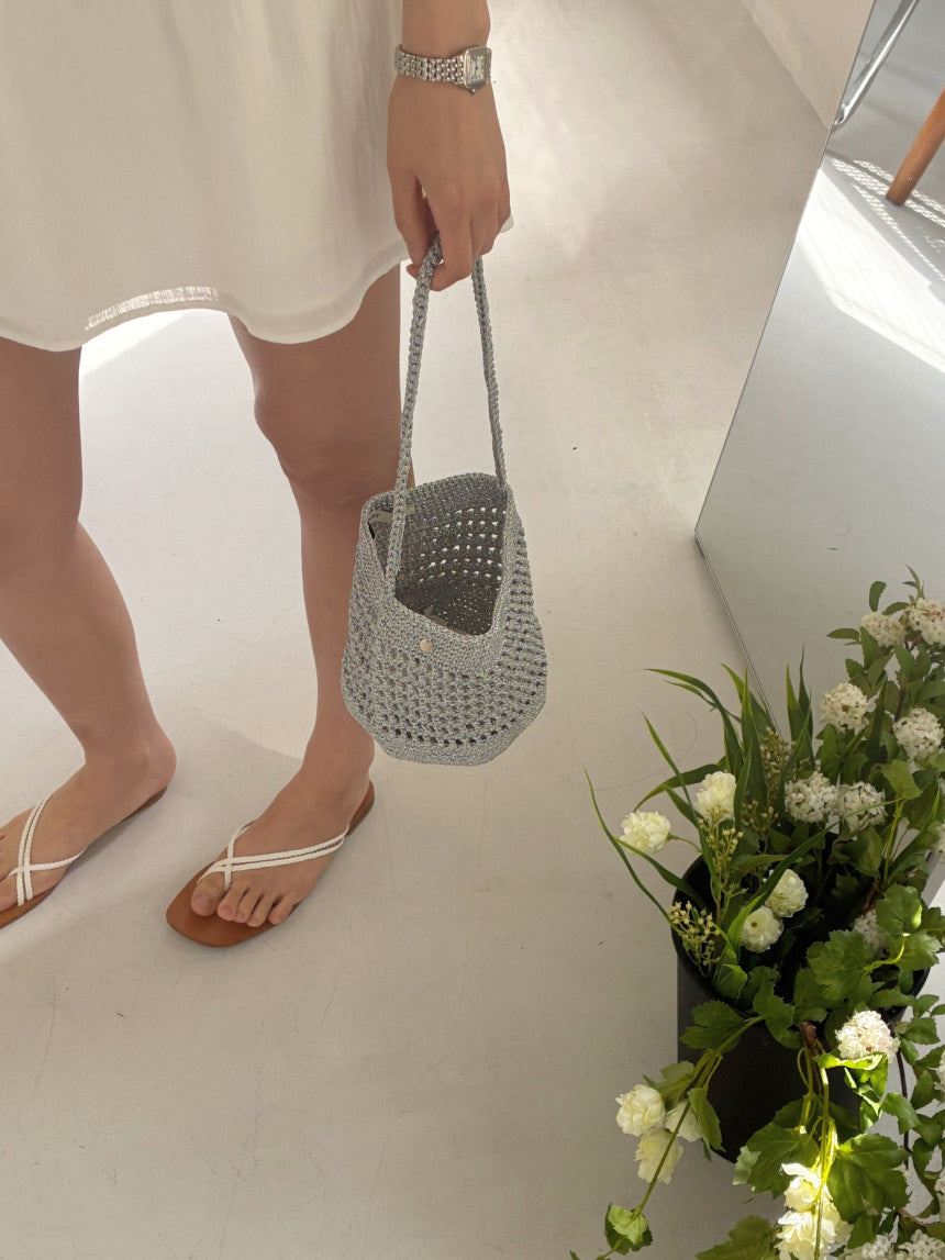 即納 pompom knit bag