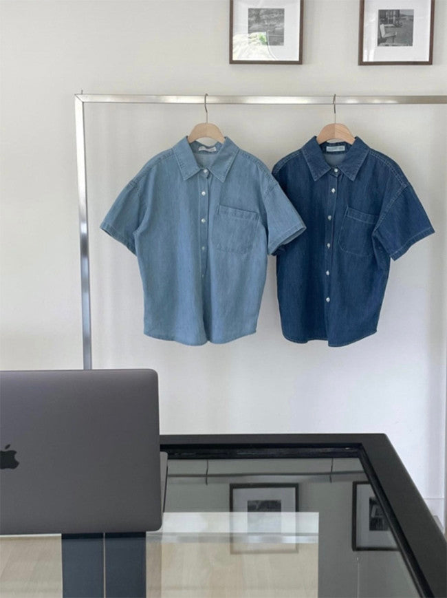 deondo denim half shirt-2col