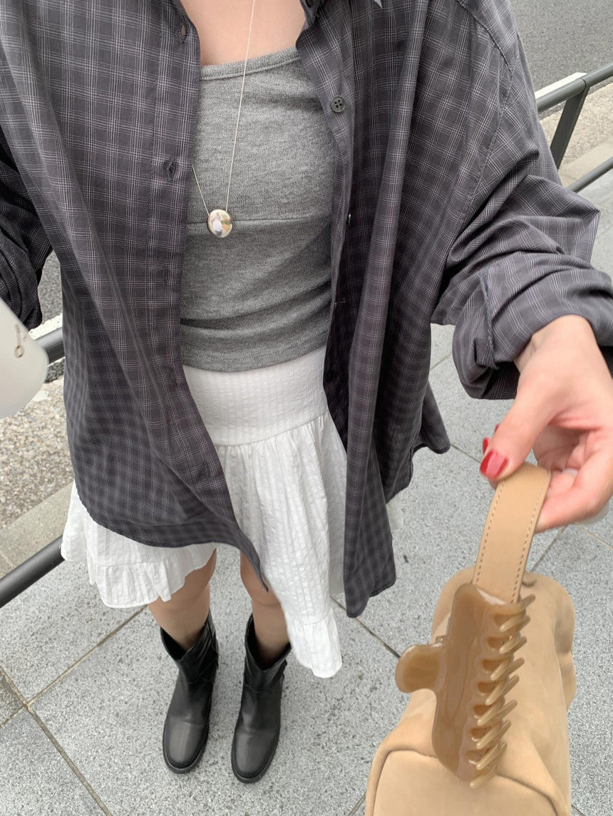charcoal即納 Foby check shirt-3col