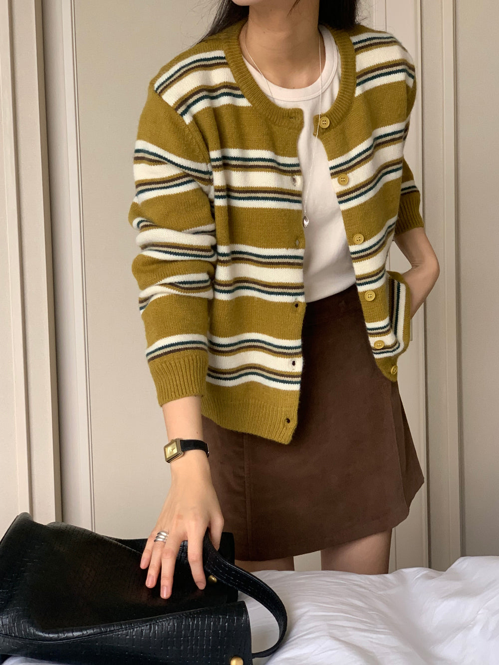 gimo suede lining skirt-2col