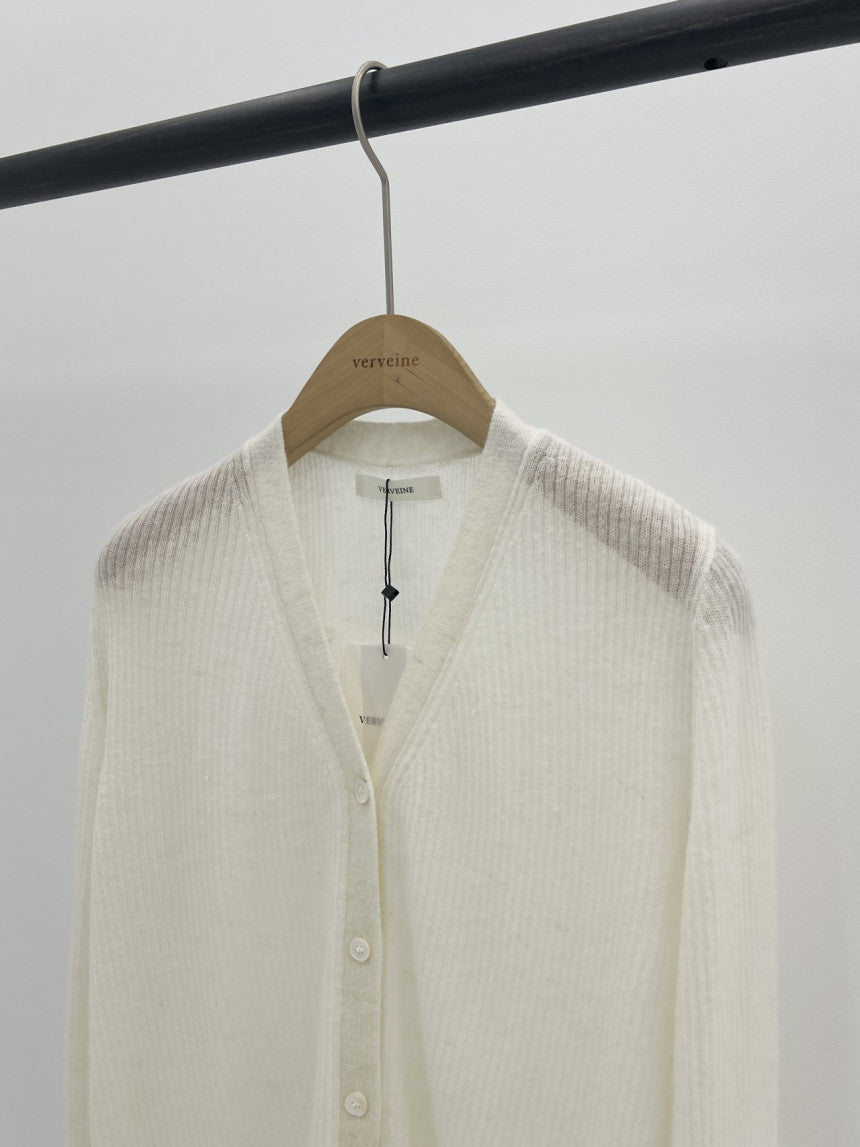 Baby alpaca rib v-neck cardigan-2col