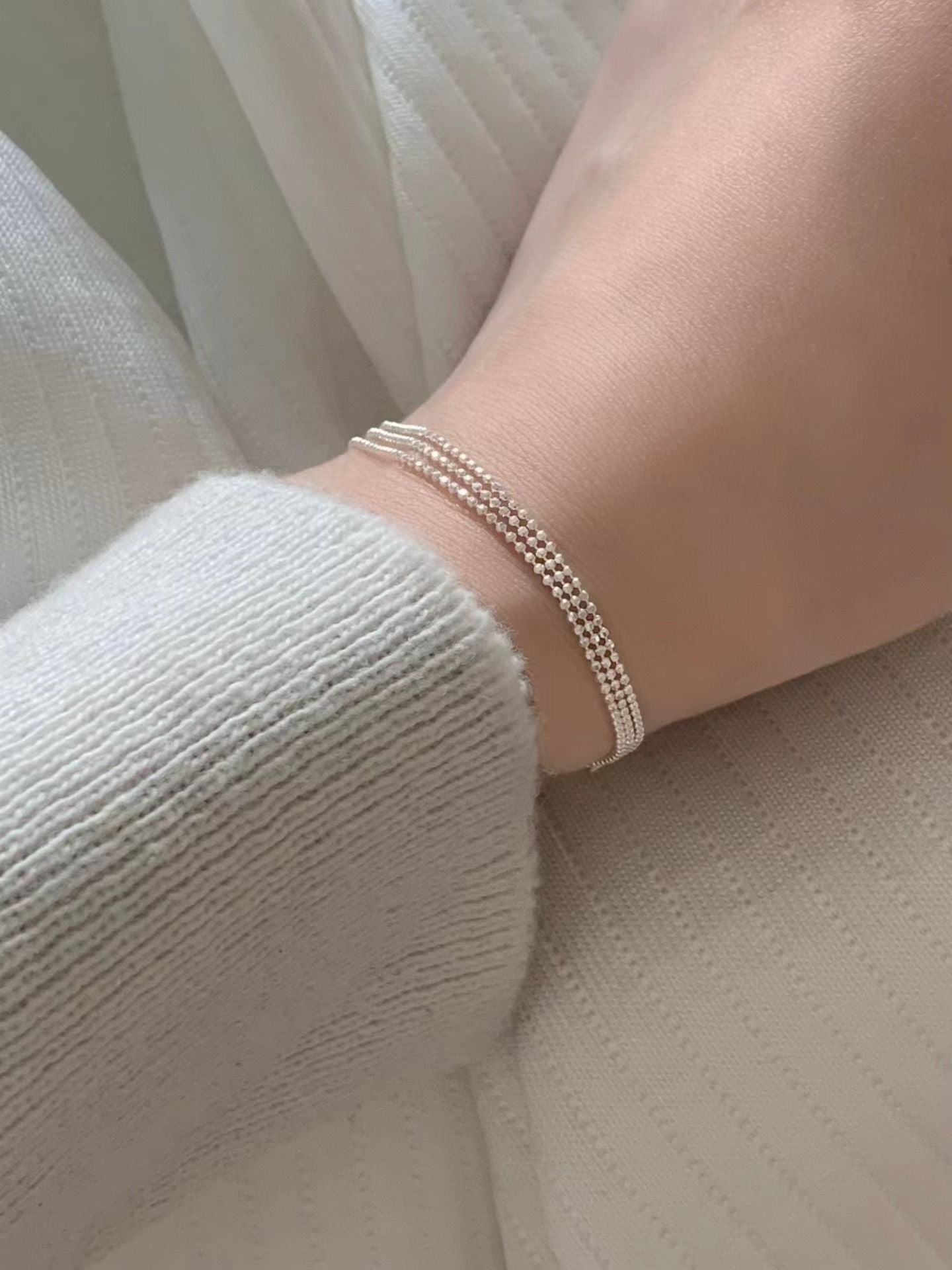 3 Silver Ball Layered Bracelet