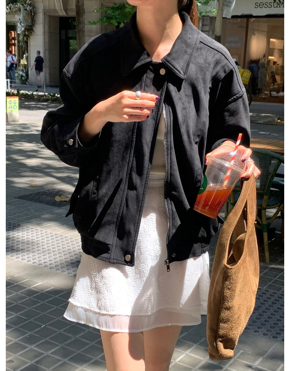 Alpha leather&suede jacket-2type